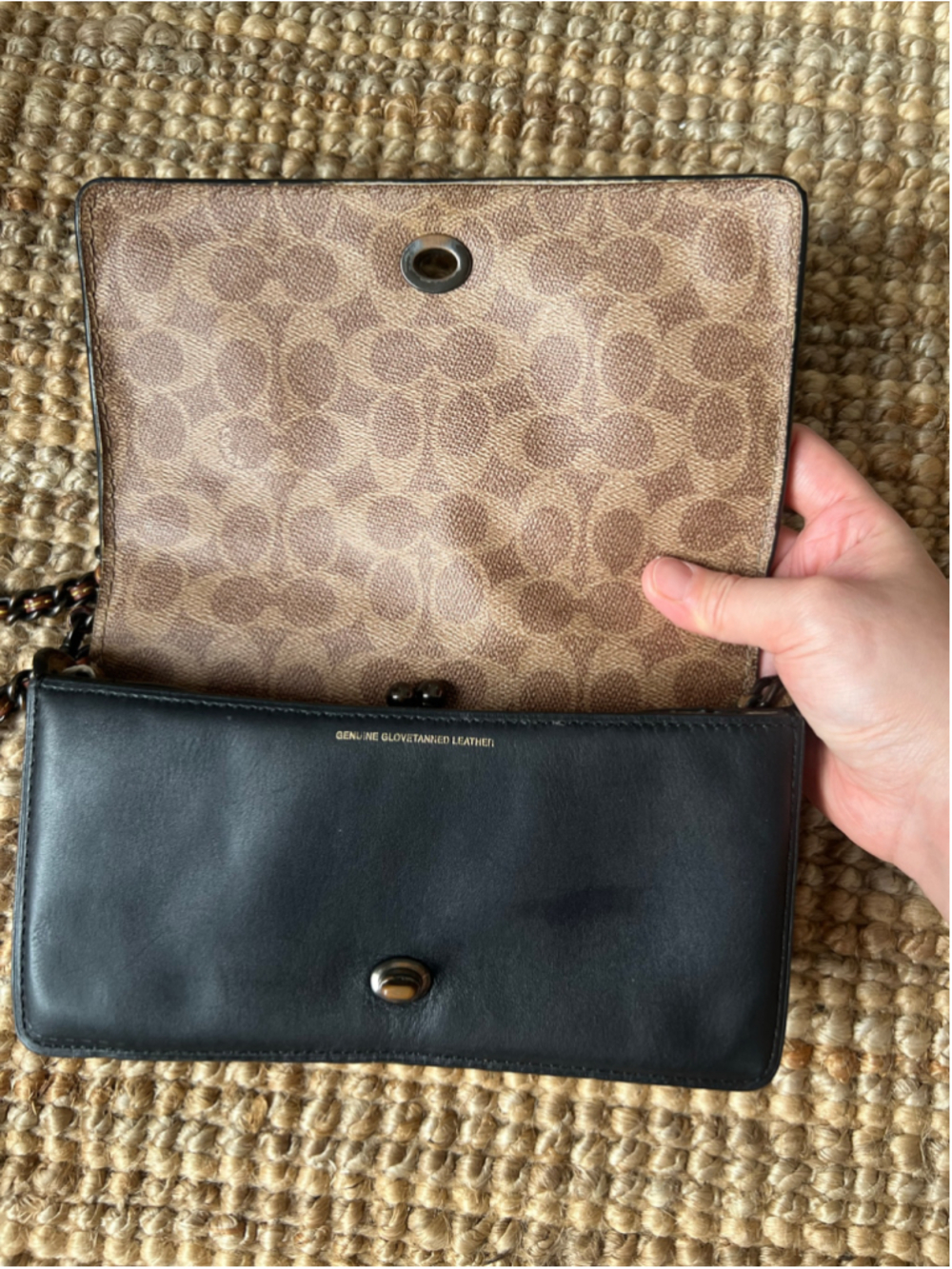 Coach 1941 Black Leather Signature Canvas Souvenir Patch Dinky Crossbody 77916 - Picture 13 of 16